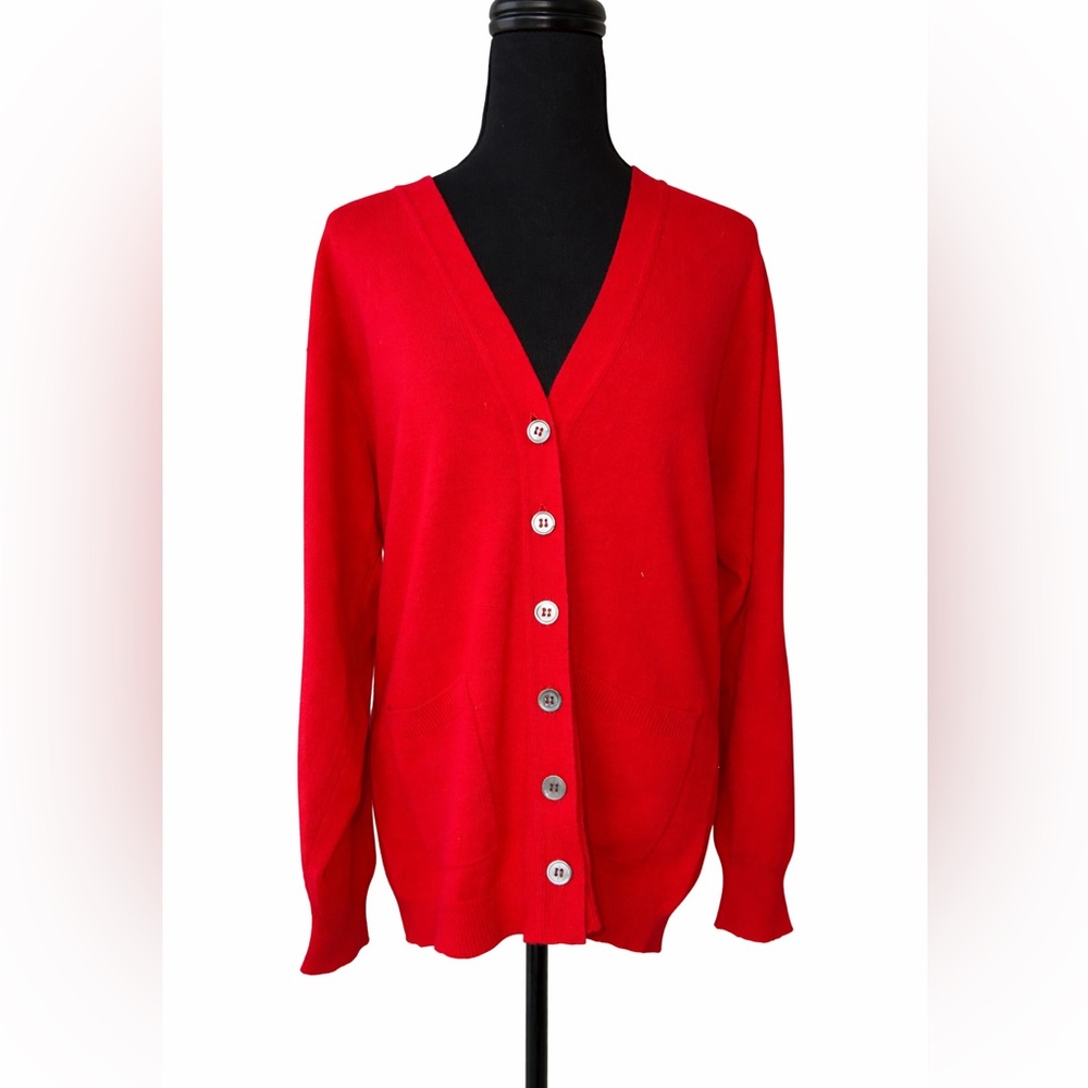 Preston & York 100% Cashmere‎ Red Grandma Button Down Cardigan- Size Small